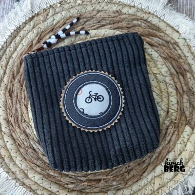 Täschchen mit Fahrrad BMX Breitcord schwarz