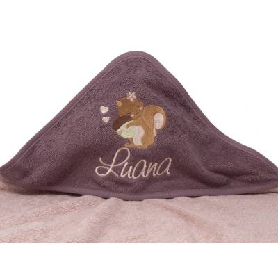 Kapuzenhandtuch mit Namen und Motiv Dino, Babyhandtuch personalisiert, Badehandtuch mit Kapuze, Geschenk zur Taufe
