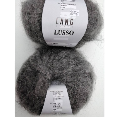 25g Lang Yarns Lusso, Lacegarn, Fb 5, mittelgrau, Merino, Seide, Babykamel, Mohair 25g ,LL 180m