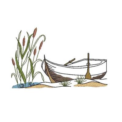 Stickdatei Boot im Schilf
