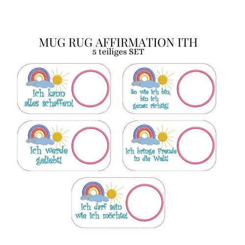 Stickdatei Mug Rug Affirmation ITH Tassenteppich