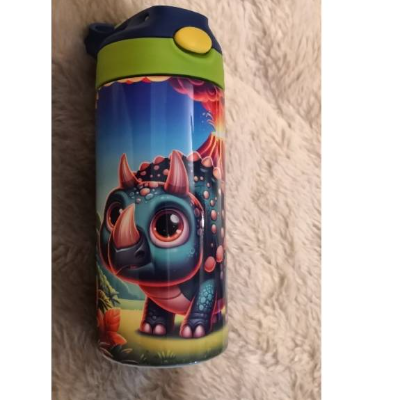 Trinkbecher, Fliptop, Thermobecher - 12oz - Sublimiert Dino