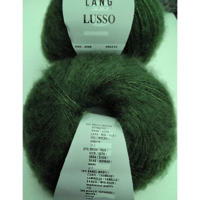 25g Lang Yarns Lusso, Lacegarn, Fb 198, grün, Merino, Seide, Babykamel, Mohair 25g ,LL 180m