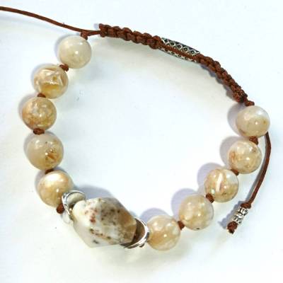 Edelstein Armband Jaspis sand beige handgemacht Herren-Armband  Zugarmband