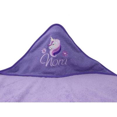 Kapuzenhandtuch mit Namen und Motiv Einhorn, Babyhandtuch personalisiert, Badehandtuch mit Kapuze, Geschenk zur Taufe