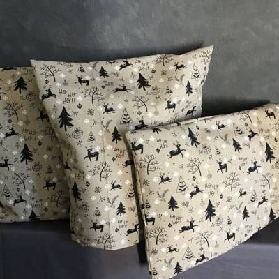Kissenbezug Kissenhülle Kissen Dekokissen 35x40 und 40x40 cm - Hirsche ho ho ho