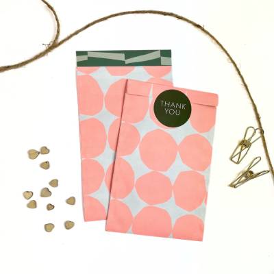 Geschenktüten BIG DOTS NEON PEACH 5-50 Stück 12x19 cm  Flachbeutel für A6 Karten leuchtend sommerlich