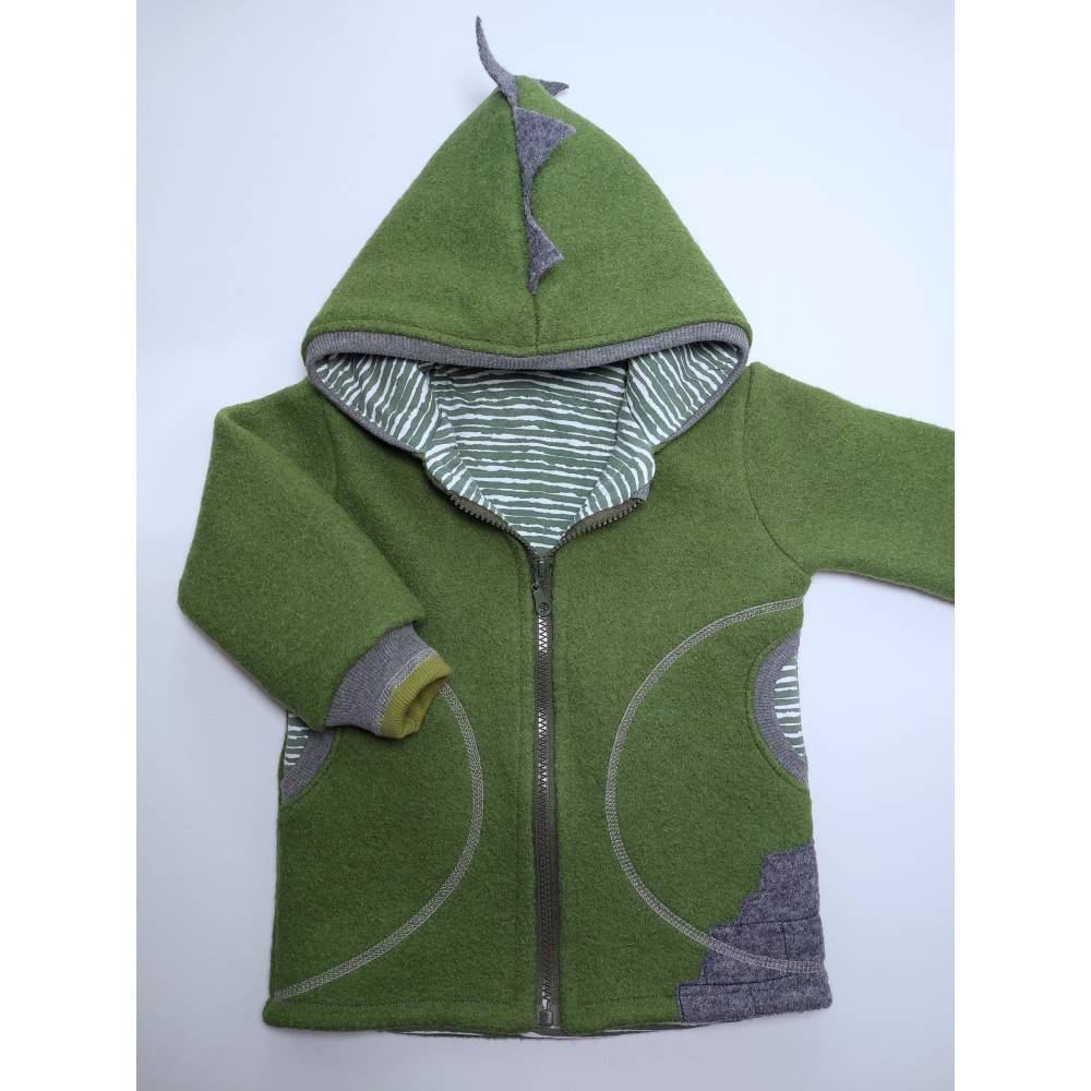 Wollwalk Jacke 92 Walkjacke komplett gefüttert in olivgrün mit