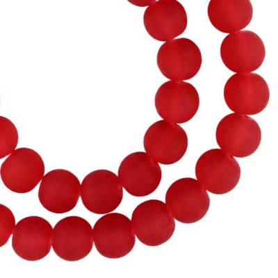  1 Strang  Glasperlen rot gefrostet matt rund 10mm 45 Perlen