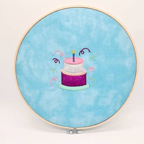 Stickdatei Torte Geburtstag Applikation 3 Größen