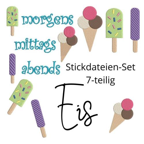 Stickdatei Eis Set 7-teilig