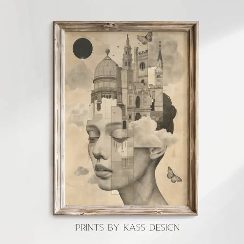 Wall Art Poster surrealistische Frau Traum, digitaler Kunstdruck