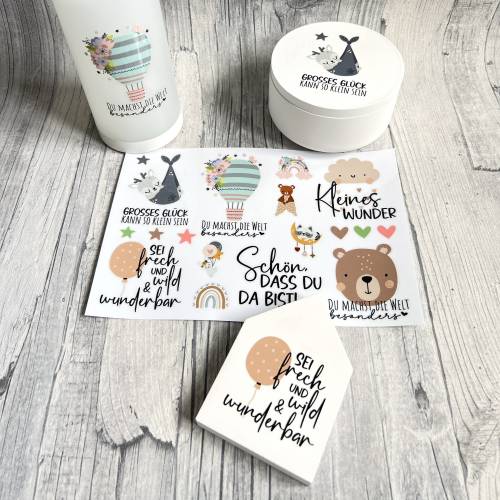 Rub-On I Rubon, RANDLOS, BABY, A5, bunt/farbig, Rubon, Rub Ons, z.B. f. Raysin / Keraflott, Geburt,  -weitere im Shop!