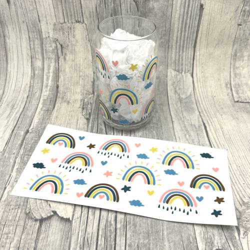 Rub-On I Rubon, RANDLOS,  REGENBOGEN-Glas, Gr. XL, Rubon auf Glas etc., Regenbogen, Rainbow -weitere im Shop!