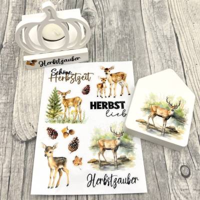 Rub Ons I Rub-On Modern HERBSTZEIT, A6, Motivfarbe bunt/farbig, z.B. f. Raysin / Keraflott, Herbst, herbstlich etc.