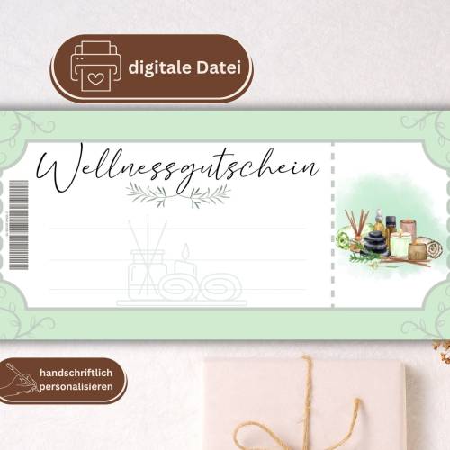 Wellness Gutschein PDF | Spa Gutschein digital | Geschenkgutschein Massage Vorlage | Gutschein personalisierbar |sofort