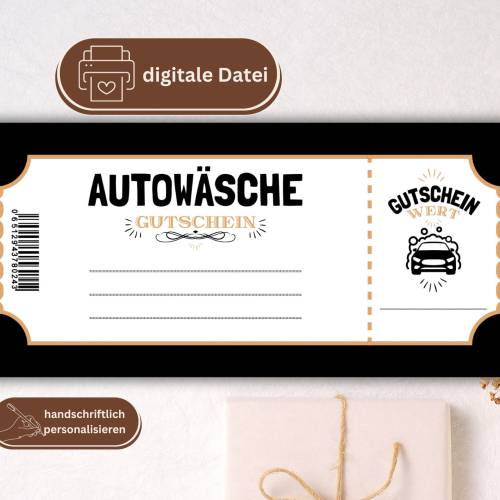 Autowäsche Gutschein PDF | Auto wasch Gutschein digital | Geschenkgutschein Vorlage | Gutschein individuell personalisie