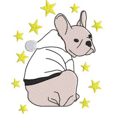 Stickdatei Französische Bulldogge an Weihnachten