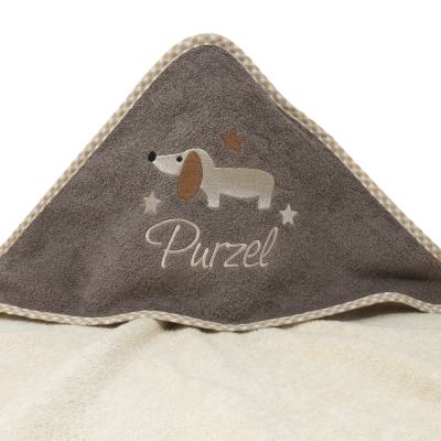 Kapuzenhandtuch mit Namen und Motiv Maus, Babyhandtuch personalisiert, Badehandtuch mit Kapuze, Geschenk zur Taufe