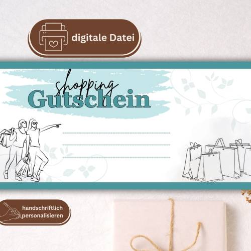 Shopping Gutschein PDF | Einkaufsgutschein digital | Geschenkgutschein Vorlage | Gutschein individuell personalisierbar