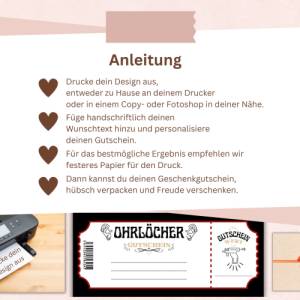 Ohrlöcher stechen Gutschein PDF | Ohrpiercing Geschenkgutschein digital | Geschenkgutschein Vorlage | personalisierbarer Bild 2