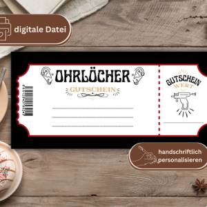 Ohrlöcher stechen Gutschein PDF | Ohrpiercing Geschenkgutschein digital | Geschenkgutschein Vorlage | personalisierbarer Bild 6