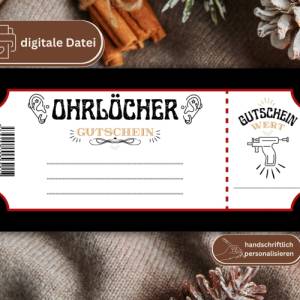 Ohrlöcher stechen Gutschein PDF | Ohrpiercing Geschenkgutschein digital | Geschenkgutschein Vorlage | personalisierbarer Bild 8