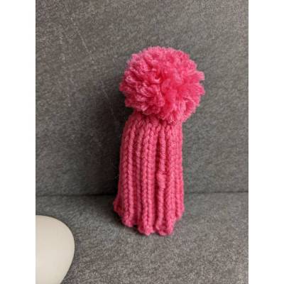 Gestrickte Eierwärmer Pudelmütze Pink aus 100% Wolle – Frühstücksdeko