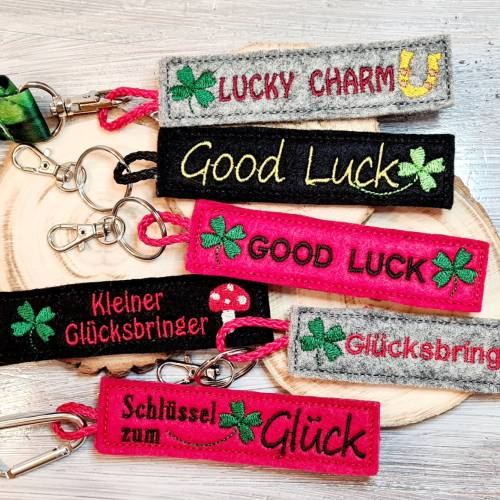 Stickdatei Schlüsselanhänger Glück – ITH Anhänger 10x10