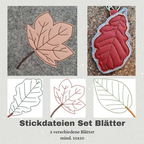 Stickdatei Blätter Herbst Applikation – 10x10 Rahmen