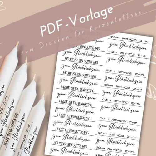 Kerzentattoo Guter Tag PDF  Vorlage | liebevolle Kerzensticker | DIY Kerzen gestalten | selbstgemachte Geschenke | Gebur
