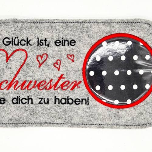 Stickdatei Mug Rug Schwester Liebe ITH Tassenteppich