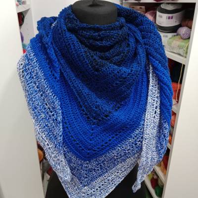 Dreiecktuch, handgehäkelt, Modell Meeresstimmung, 100% Baumwolle