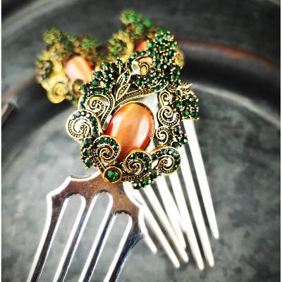 Haarkamm , bicolor,  Strass