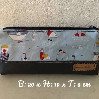 Stiftetaschen Federmäppchen Kosmetiktasche Unikat - Enten hellblau