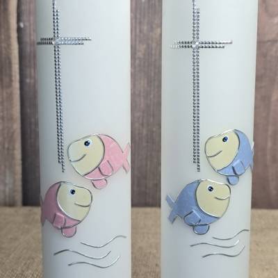 Taufkerze 25x6 - Holografisch - Personalisierbar -