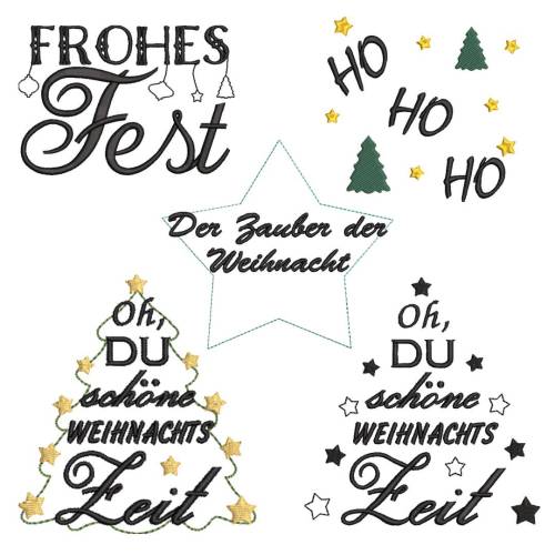 Stickdatei Weihnachten Sprüche Set 10x10 15x15