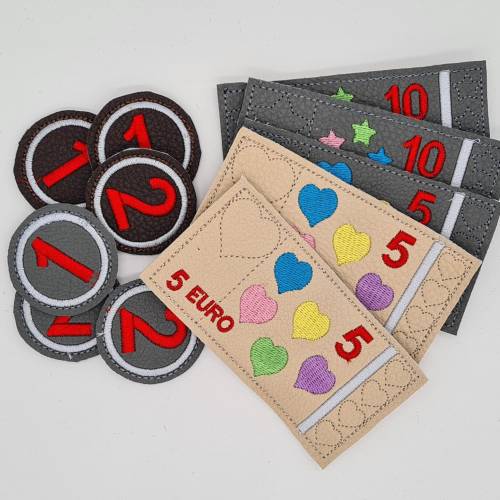 Stickdatei Spielgeld ITH 10x10 – Kaufladen Geld Set für Kinder