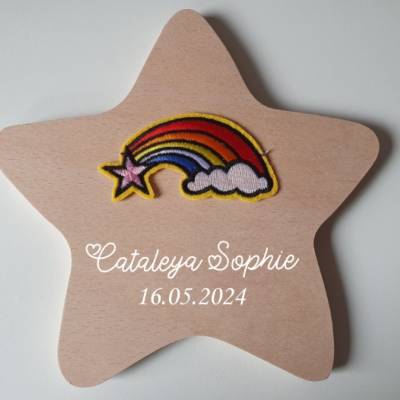 Erinnerung an Sternenkind | Regenbogen | personalisierter Holzstern