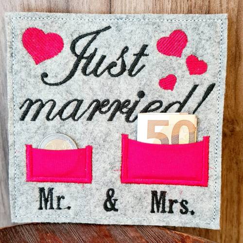 Stickdatei Hochzeit ITH Geld Hülle