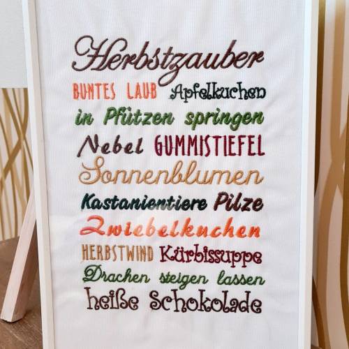 Stickdatei Herbst Spruch Herbstzauber