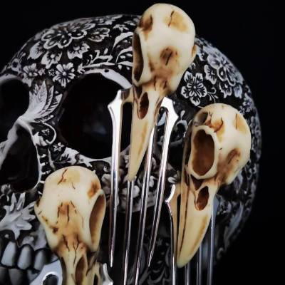 Haarkamm , Rabenschädel, Gothik