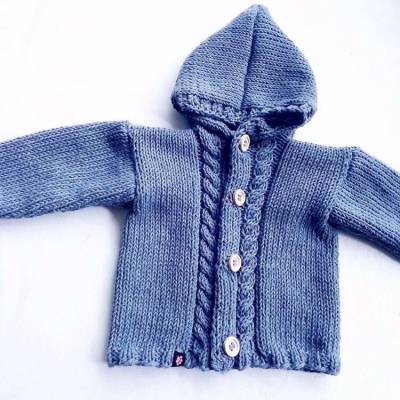 Baby Strickjacke Baumwolle in Blau und der Größe 62/68