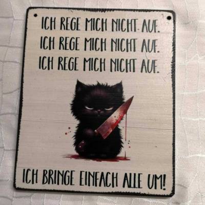 Ich rege mich nicht auf. ich bringe einfach alle um HolzSchild Schild Geschenk Humor