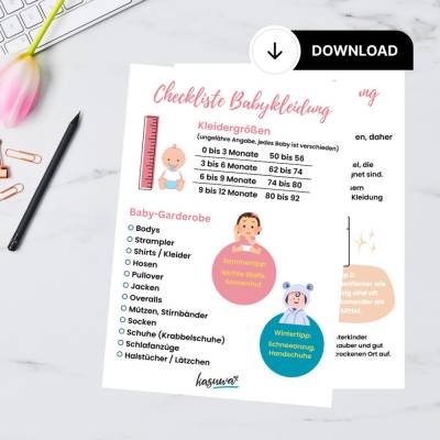 Babykleidung - Was braucht mein Baby inkl. Wasch- & Pflegetipps: Checkliste  - Download zum Ausdrucken