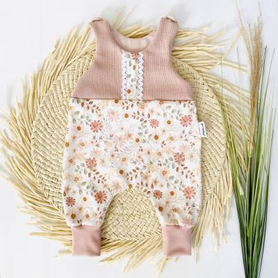 Strampler Größe 56 Mädchen Pastell Blumen rose