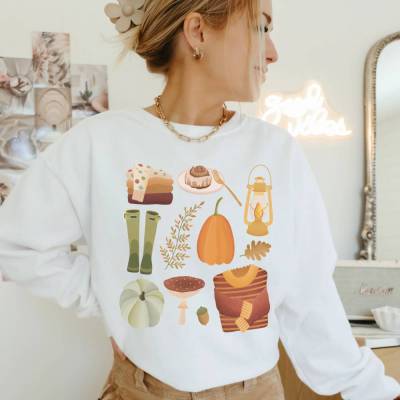 Pullover Herbst Essentials Cozy Sweater Autumn - Herbstlicher Pulli Boho Kleidung - Autumn Clothing Outfit Kürbisse