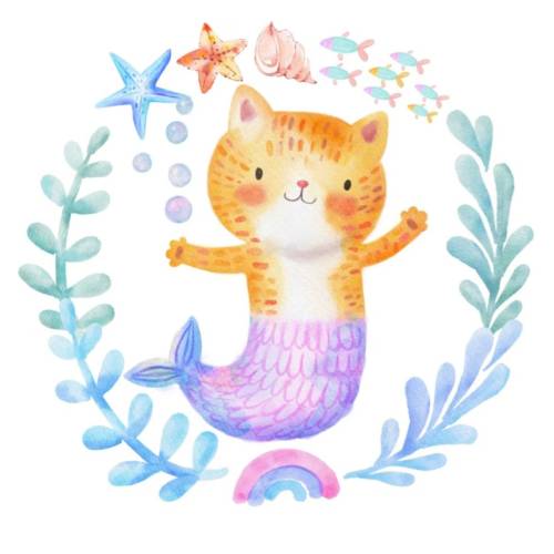 Bügelbild Meerjungfrau Katze Aufbügler Kinder Schultüte Applikation