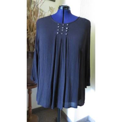 Elegante schwarze Schlupfbluse, Größe 52