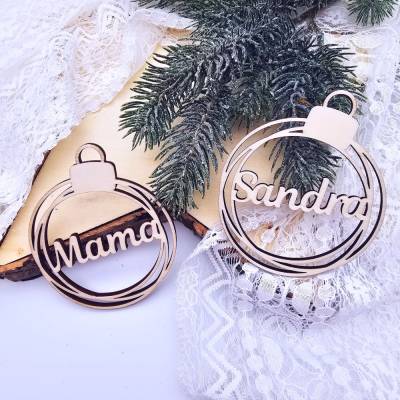 Christbaumkugel aus Holz personalisierbar | Geschenkanhänger Weihnachten | Weihnachtskugel personalisiert